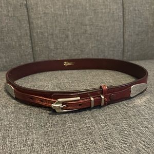 Brown James Jones Leather Belt, Silver Buckle and Arrowheads Vintage Size 28